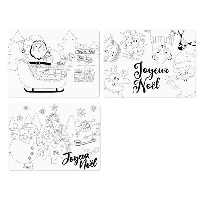 Sets de table de Noël en papier à colorier 28x38 cm 6 pièces