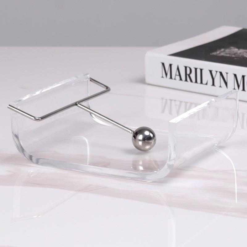 Modern Light Luxury Acrylic Fixed-point Tissue Holder Hotel Living Room Restaurant Tabletop Tissue Paper Storage Rack High-end Ornaments
