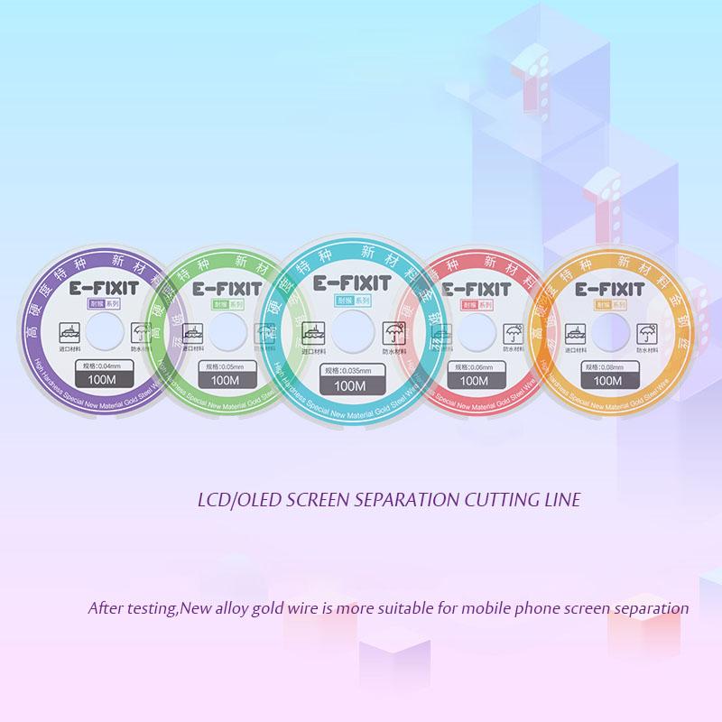 100M LCD Screen Separation Wire Alloys Steel line for Curved OLED Broken Glass Cutting Remove Mobile Phone Tablets Repair tool
