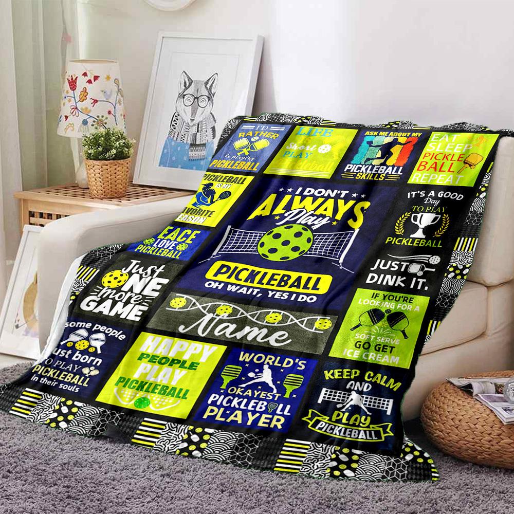 Love For Pickleball Quotes And Sayings Quilt Gift Customizable Blanket Customize Your Name Soft Cozy Versatile For Sofa Couch Office Bed Picnics Four