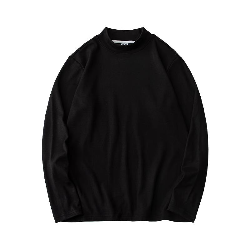 

Мужской термотоп с высоким воротом и длинным рукавом на флисовой подкладке - Бархатный базовый слой для осени и зимы 2XL чёрный