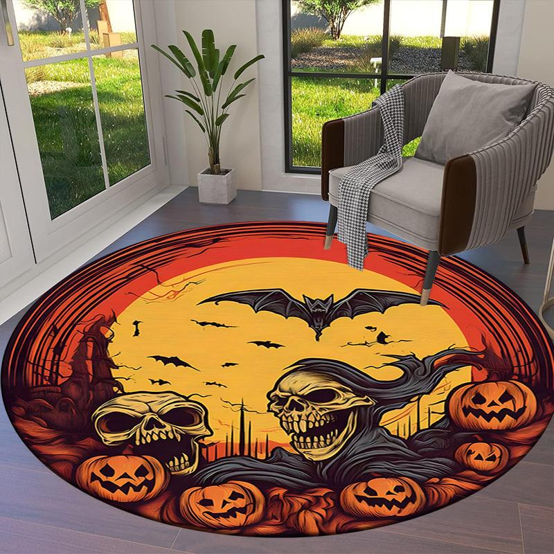 1pc Office Carpet Chair Mats Halloween Spooky Night with Pumpkins and Skulls Perfect for Decorating Office Chairs, Living Rooms, Or Bedrooms.YDT075