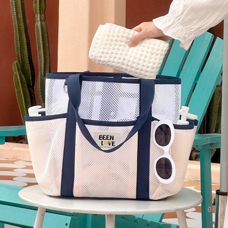 New Handheld Shopping Bag Beach Bag Travel Swimsuit Storage Bag Gym Bags Portable Tote Swimming Mesh Vacation Storage Bag