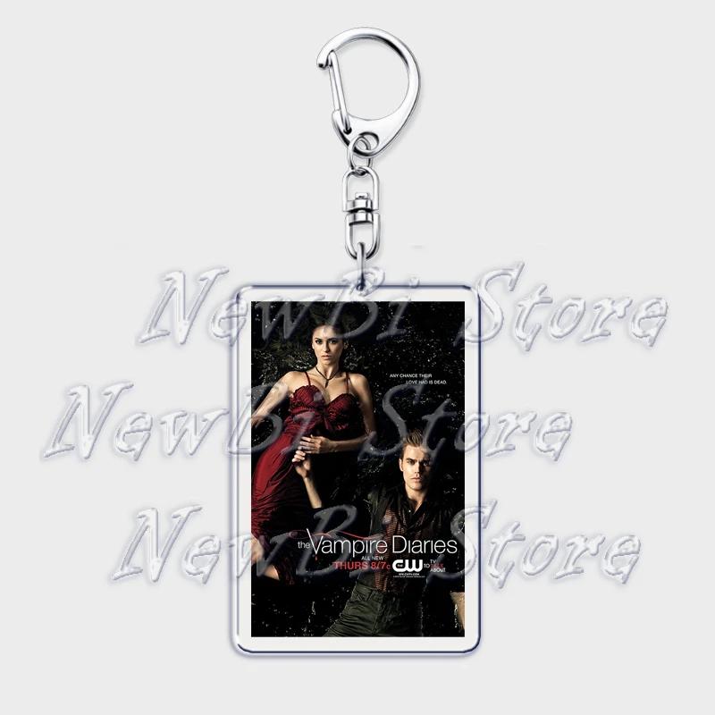 TVD The Vampire Diaries Keychain for Accessories Bag Damon Stefan Salvatore Elena Gilbert Key Chain Keyring Jewelry Fans Gifts