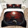 3pcs Moonlit Skull Amidst Twisted Trees Bedding Set - 1 Soft Quilt Cover + 2 Pillowcases, Machine Washable - Suitable