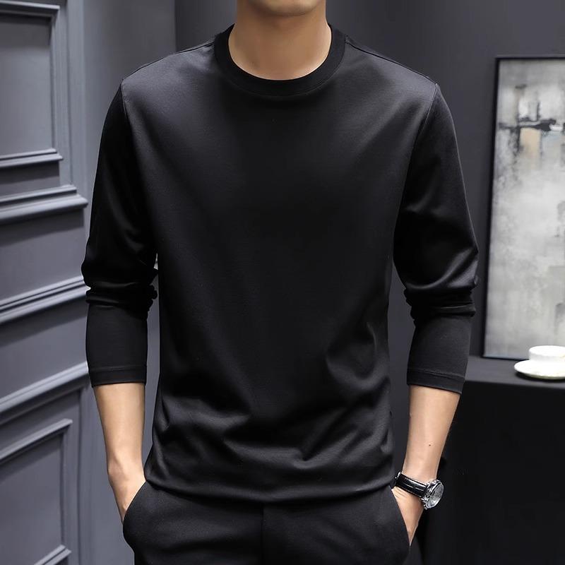 Men S Slim Fit Long Sleeve T Shirt Solid Color Casual Top For Autumn Winter
