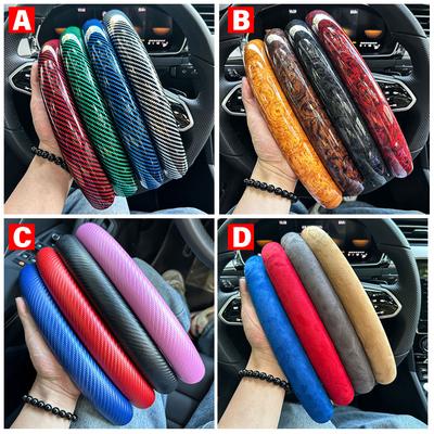 1 Paar Auto-Lenkradbezüge Booster Microfaser-Leder Auto-Innenausstattung Dekoratives Zubehör Universal Carbon Fiber Look