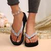 Fashion Fashion Sequins Platform Flip Flops Women New Lightweight Wedge Slippers Female Summer Beach Med Heel Non Slip Slides Mujer