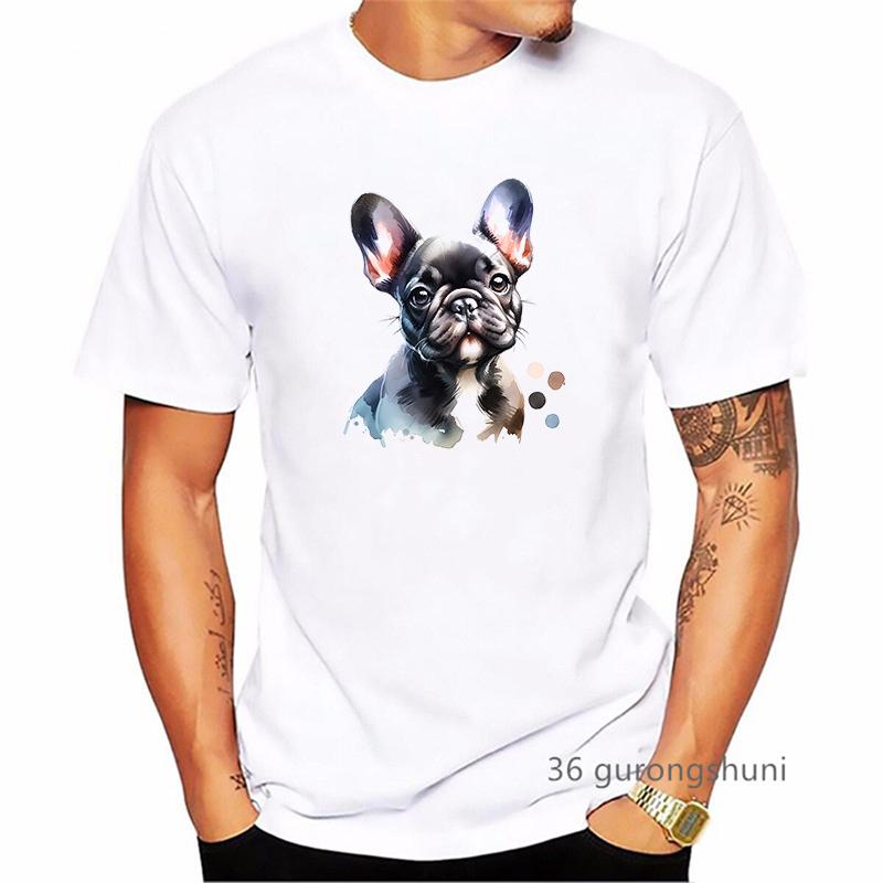 Funny French Bulldog Dog Animal Printed T Shirt Men Clothes 2024 Summer Fashion Tops Tee Shirt Homme Harajuku Kawaii Shirt
