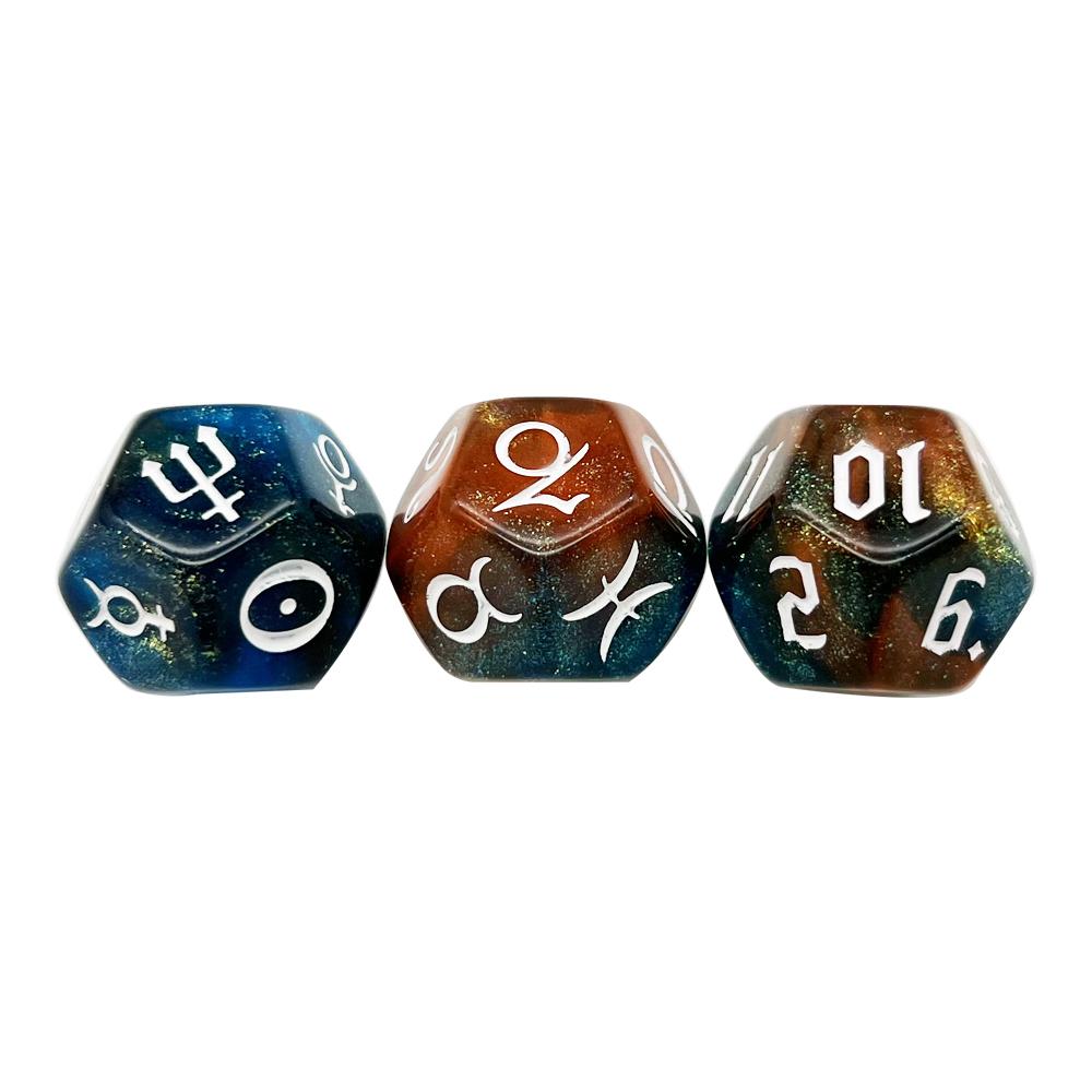 3Pcs/set Astrological Dices 12 Sided Polyhedral Astrology Tarot Divination Dices Set