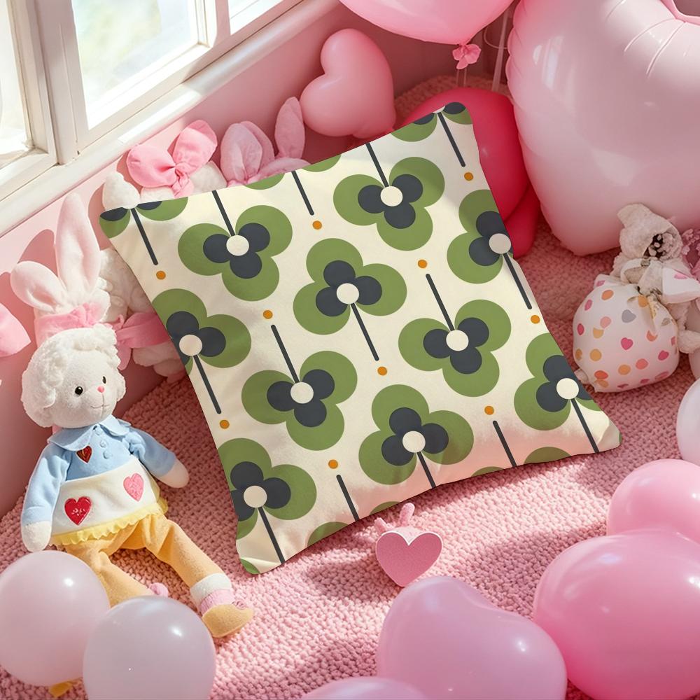 O-Orla Kiely Flower Cushion Cover Pattern Printed Pillowcase for Living Room Sofa Cushion Cover & Bedroom Decor