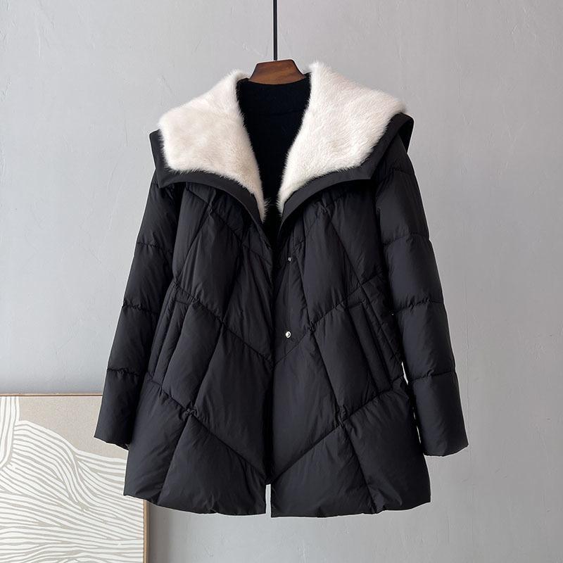 Down Jacket Coat Fur Fashion Mink Fur Down Jacket Winter Waist Jacket Women
