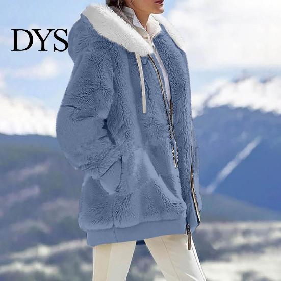 Women Winter Coat Solid Color Warm Furry Outdoor Plush Plus Size Lady Clothes Cardigan