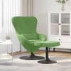 Egg Chair with Footstool Light Green Velvet