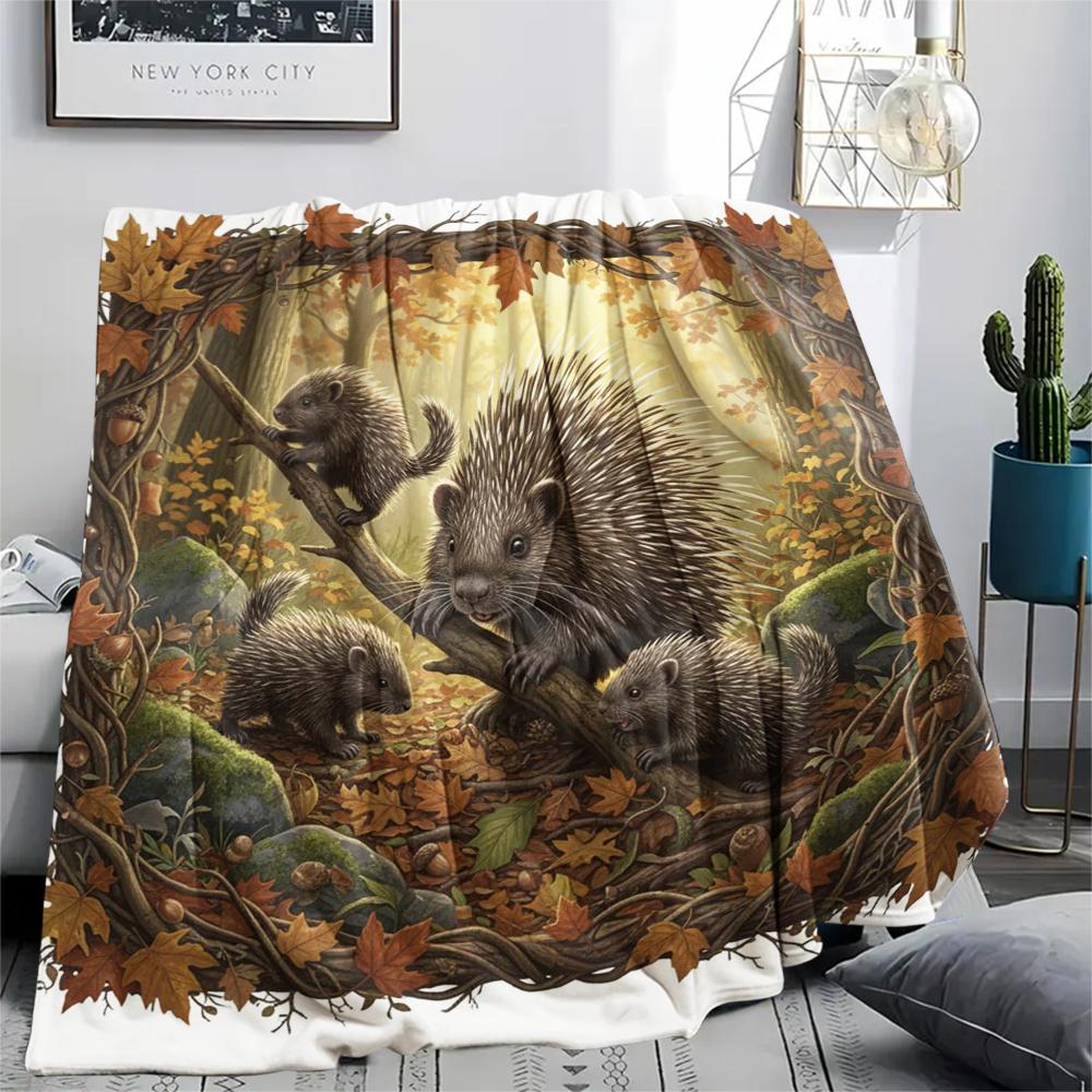 1Pc Cartoon Print Flannel Blanket, High Quality Comfortable for All Seasons, Home Decor, Warmth and Comfort, Perfect for Christmas Birthday Gift
