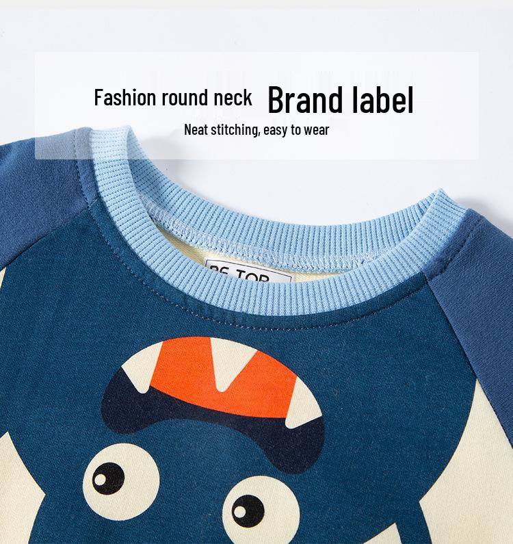 Kids' Korean Style Cartoon Monster Print Hoodie for Spring/Autumn