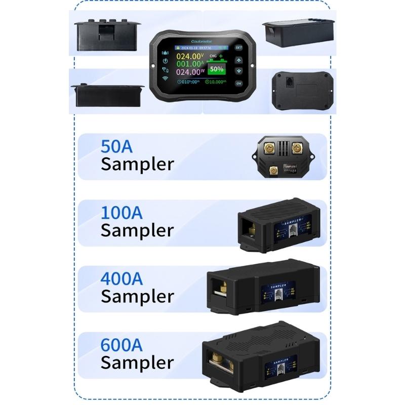 1 Set Battery Coulomb Counter Power Volt Ammeter for Lithium Batteries with Intelligent Safe Features Cable Included
