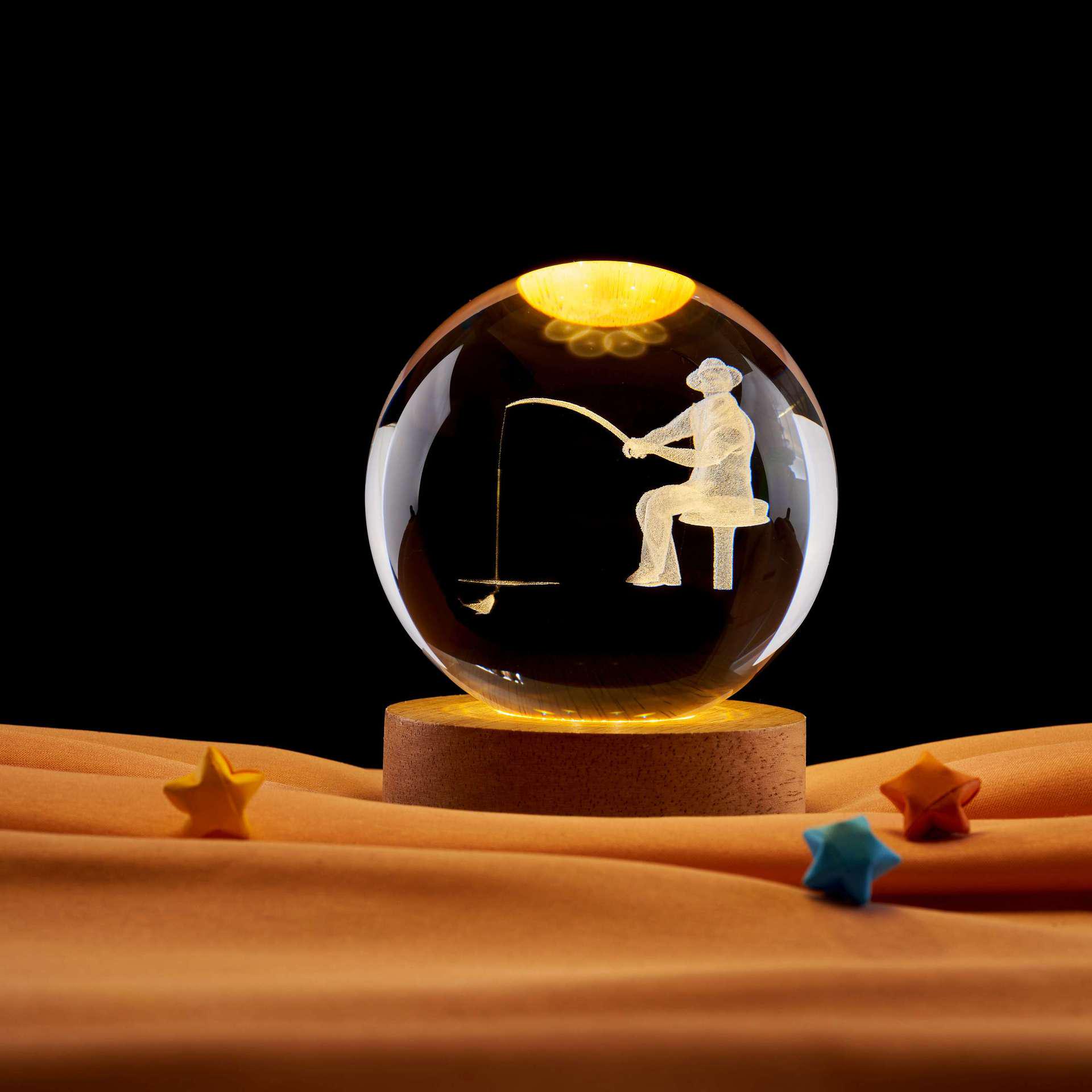 Bluetooth Fishing Chair with 3D Crystal Ball Night Light - Creative Birthday or Qixi Festival Gift