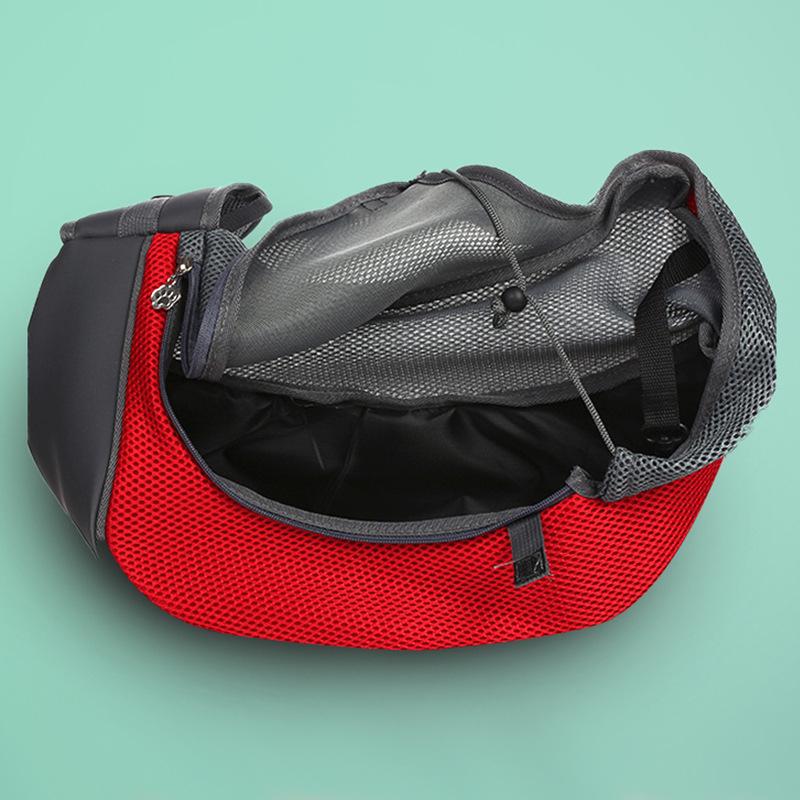 Atmungsaktive Crossbody-Haustiertasche mit Kopföffnung, Tragbar für Katzen & Hunde, Netz-Schultertasche mit Kordelzug