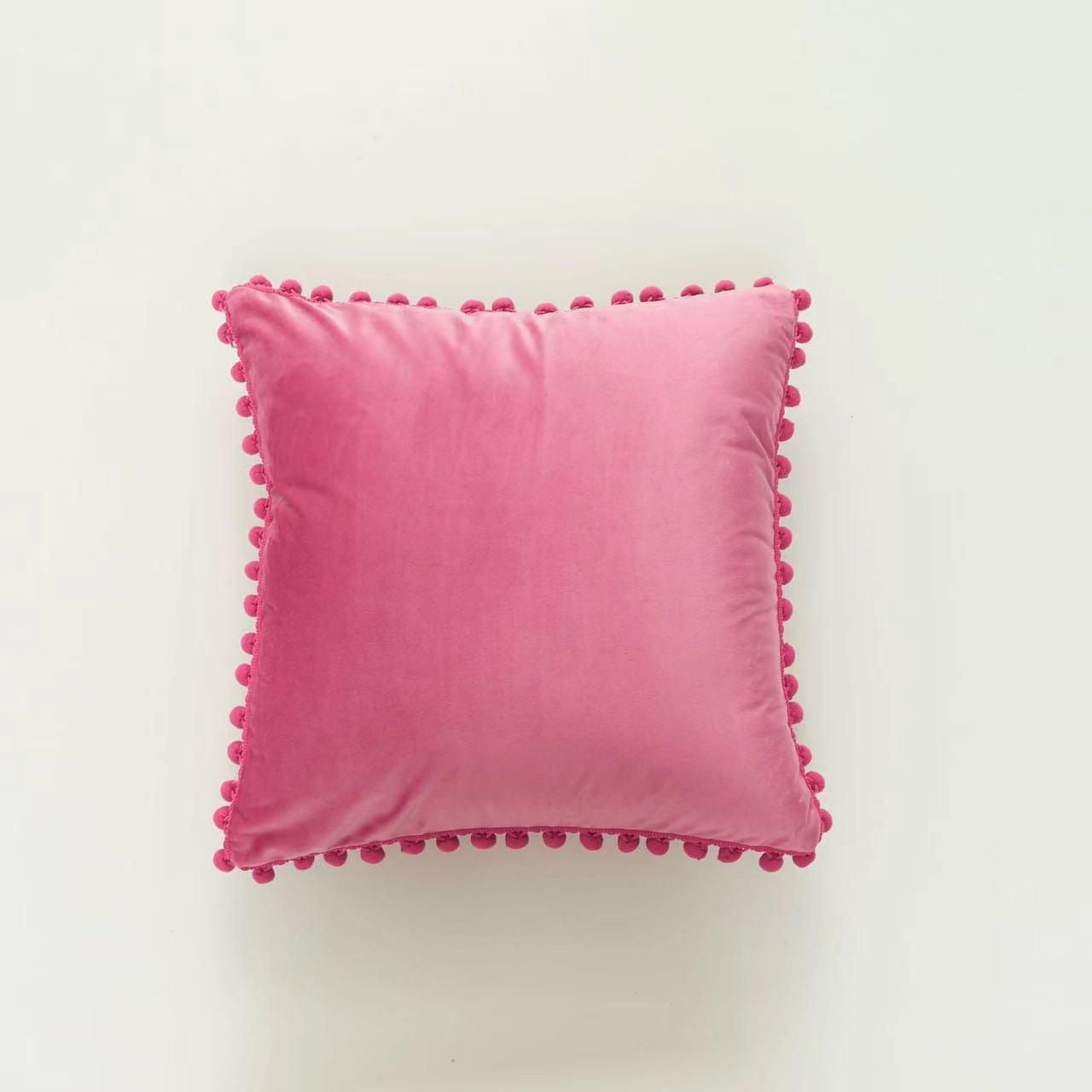 Бархатная наволочка с помпоном - Современная минималистичная однотонная наволочка 30x50 cm