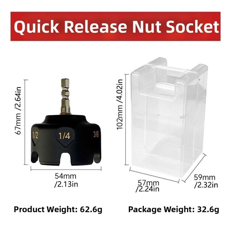 3/8 1/4 1/2 Nut Drill Bit Socket Quick Release Nut Remover Nut Zipper Drill Attachment Hand Tools