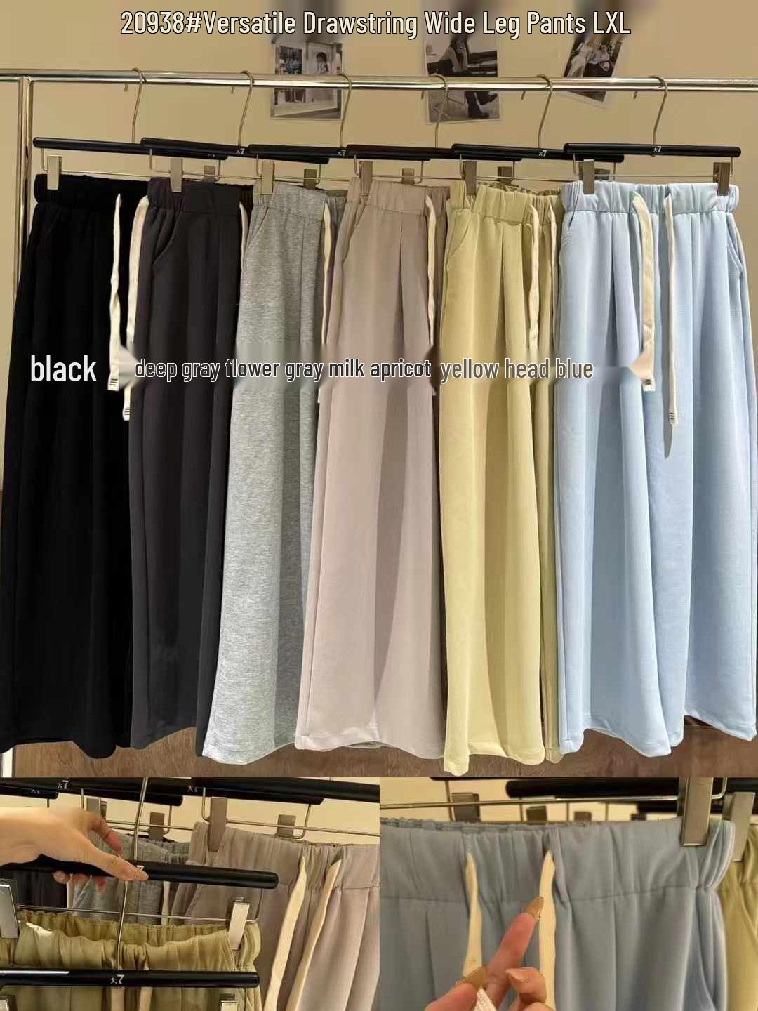 

Da7 Women s Spring High Waist Korean Style Plus Size Wide-Leg Casual Sports Pants XL небо синє кольору