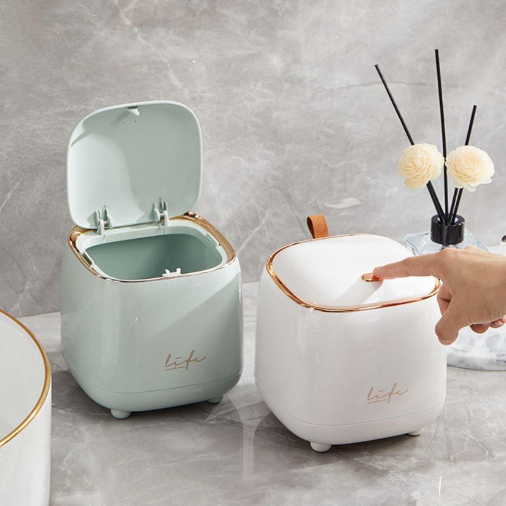 Large Opening Desktop Trash Can Double-layer Design Mini Waste Bin  Coffee Table