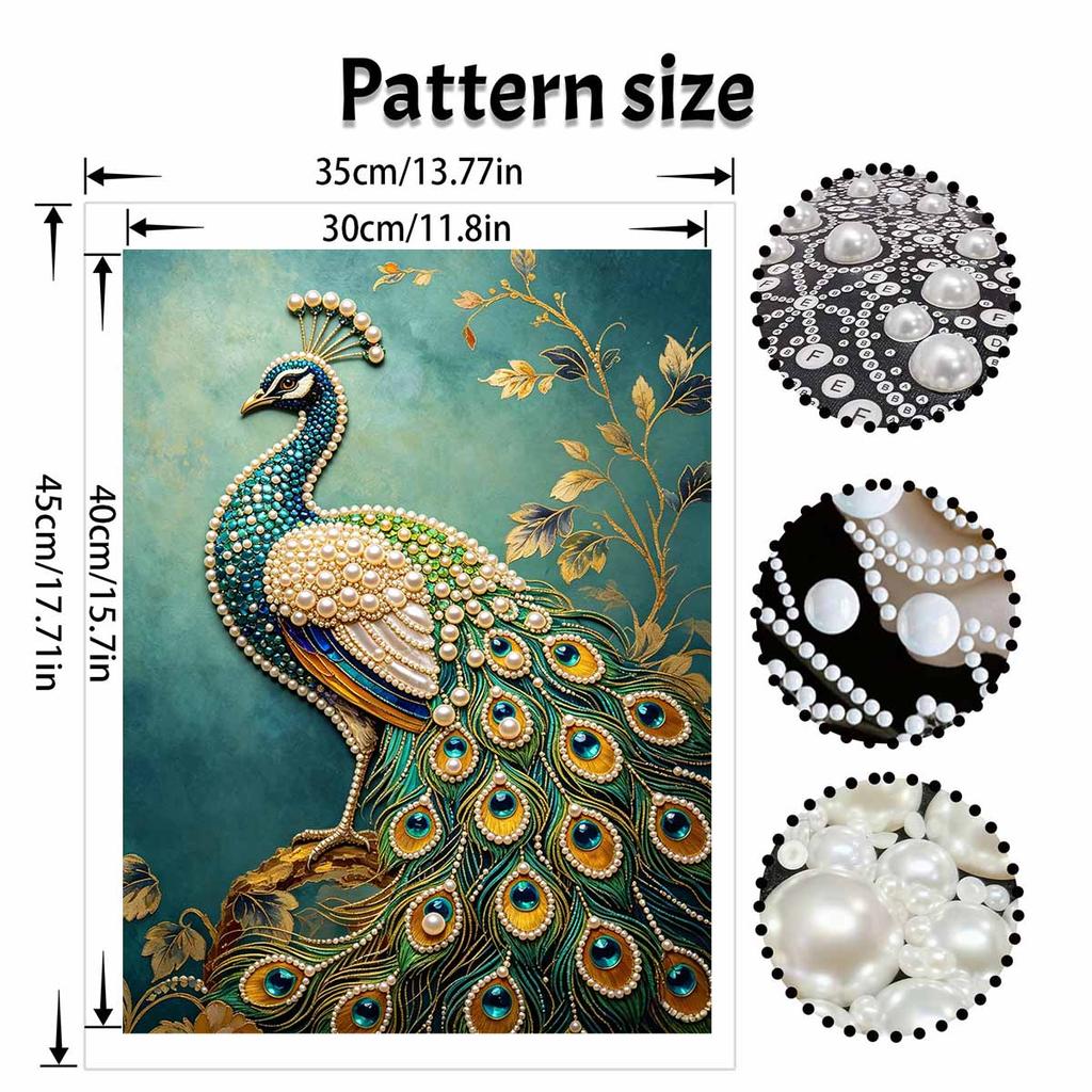 Pearl DIY Art Painting Peacock Design Handcrafted Picture Indoor Wall Ornament Relaxing Leisure Hobby Exquisite Home Decoration Gift