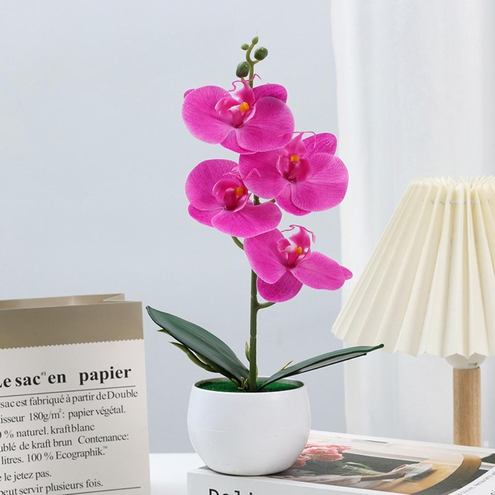Soft Rubber Simulation Butterfly Orchid Bonsai 4-Heads Phalaenopsis Bonsai  Home Supply