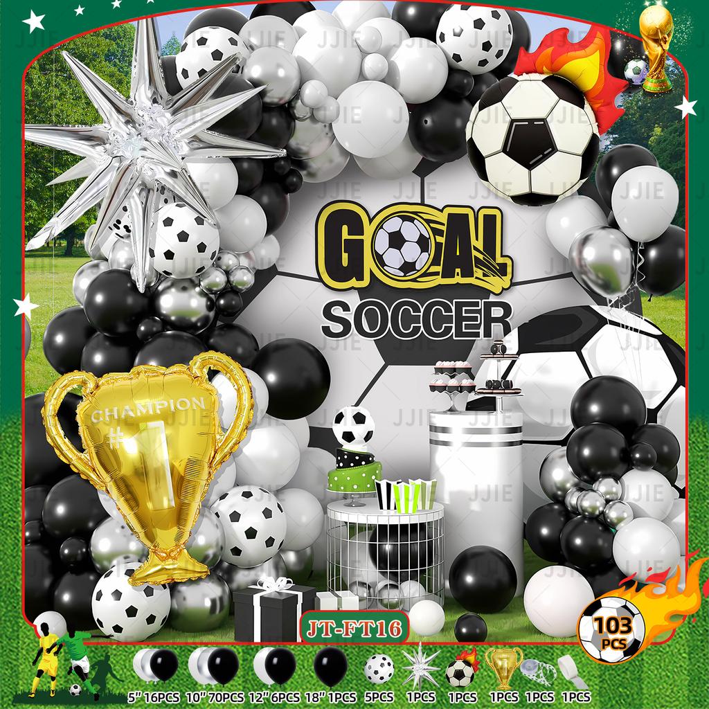Boys Football Green Balloon Arch Birthday Football Party Decoration World Cup Themed Balloon Set