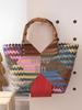 Women's Bamboo Handle Woven Beach Tote Bag