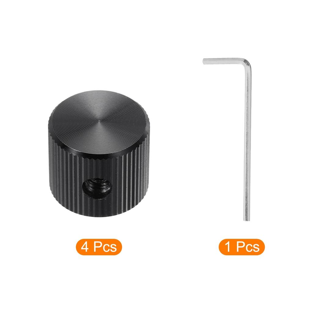 uxcell Aluminum Potentiometer Inner Diameter x Outer Diameter x Universal Volume and Tone Control Knobs for Guitar and Black 4-Piece Knobs, 1/4"