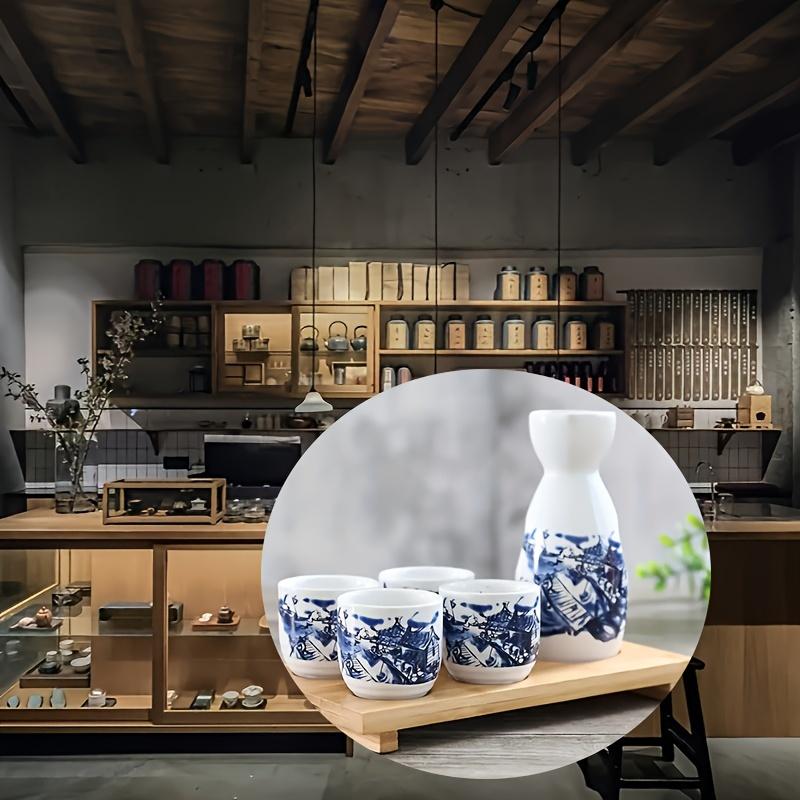 5pcs Japanese Style Wine Ceramic Set Bag With 1 Wine Bottle 4 Wine Glasses Suitable For Home Or Restaurant Hot Or Cold Wine