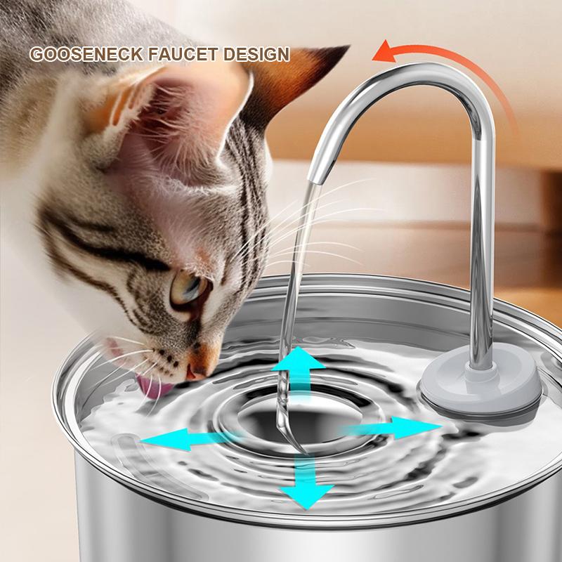 Hot Sale Stainless Steel Automatic Cat Fountain Water Dispenser 3.2L Ultra Quiet Multi-Layer Filtering Smart Cat Water Fountain