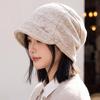 Variegated stacking hat women's short brim pleated baotou hat plain face covering postpartum confinement hat versatile cold hat
