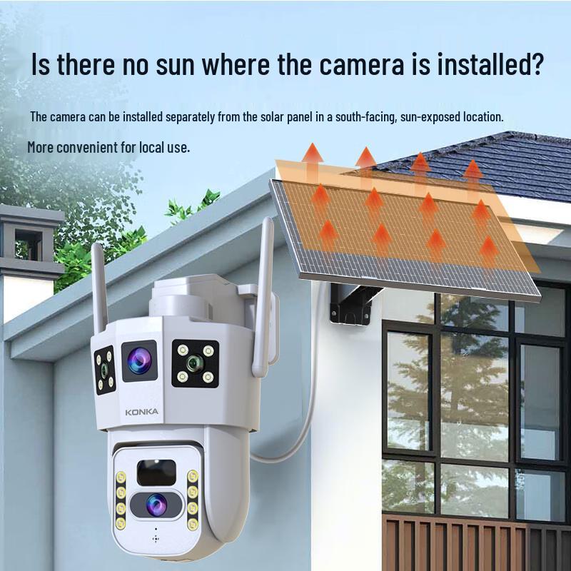 Konka 4G Solar Outdoor Dual-Lens Security Camera CN Plug (adapter Included)