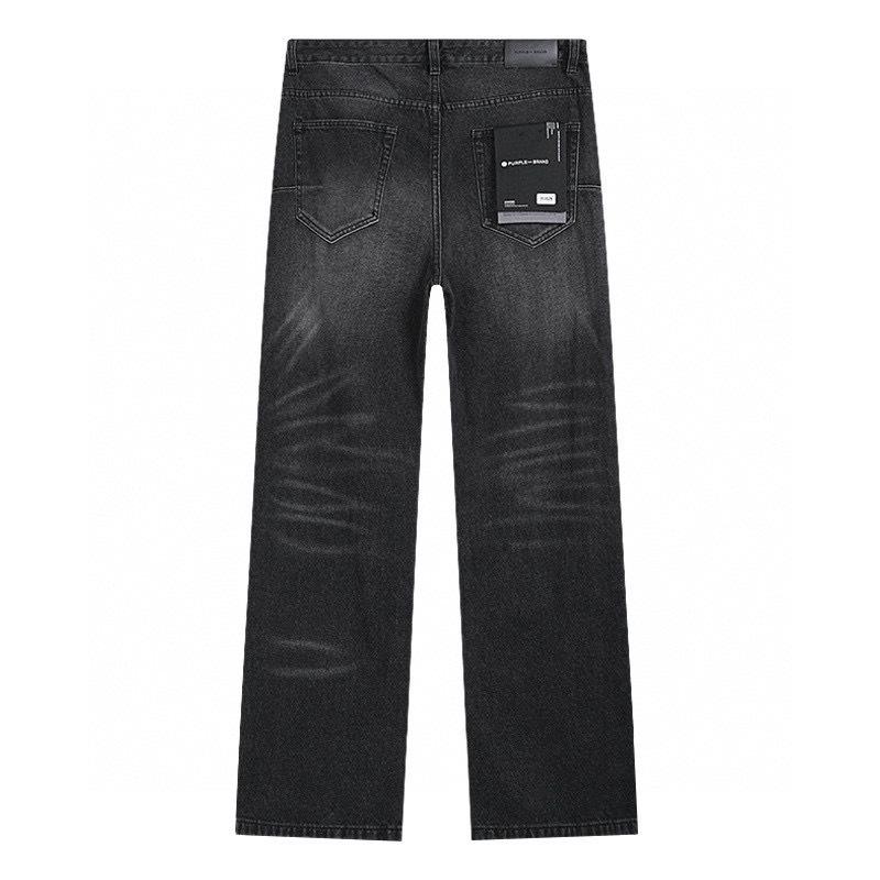 Jeans Retro Vintage Straight Legs Ripped Denim Pants Trousers High Street Washed Casual Trendy