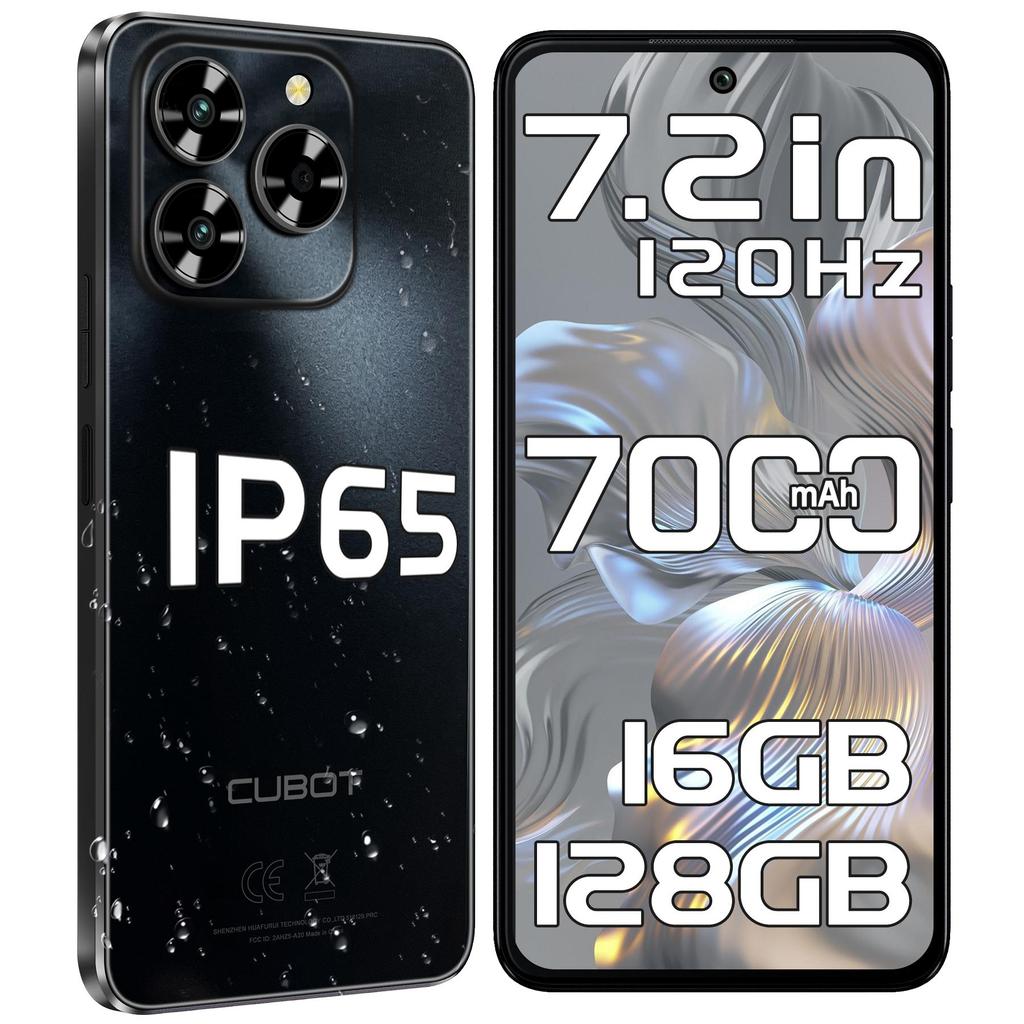 Cubot Note 60 Smartphone - 7.2 Inch 120Hz Display, 7000mAh, 16GB+128GB Android 15, 48MP Camera, 4G Dual SIM/Face ID/NFC/GPS/Dual Speakers