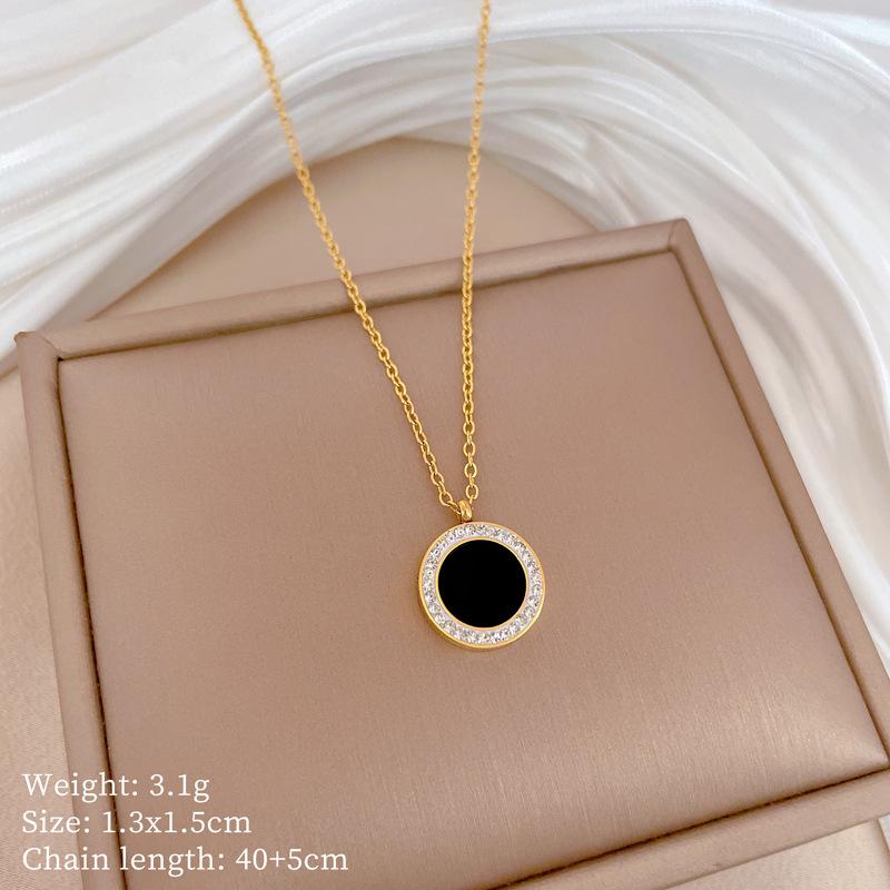 Runde Achat Temperament Persönlichkeit Minimalistisch Ofen Echtgold Halskette Weibliche Schlüsselbeinkette