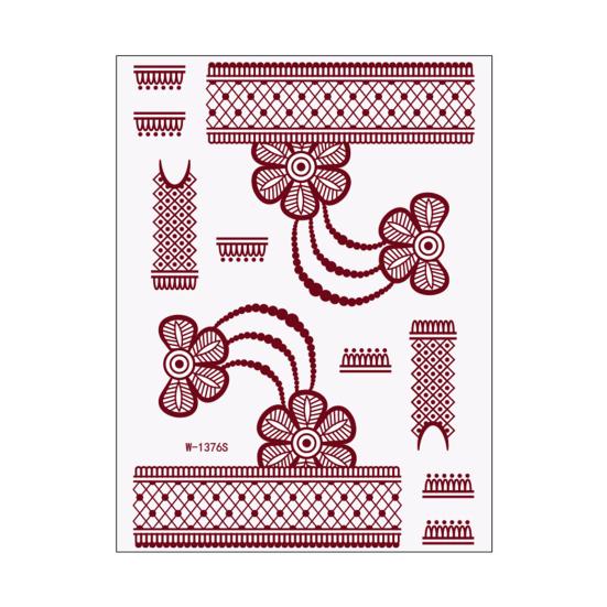 Nostalgie Red Henna Tattoo Kit, Waterproof Tattoos Stickers, Temporary Stickers for Women Wedding Party Festival Decorations