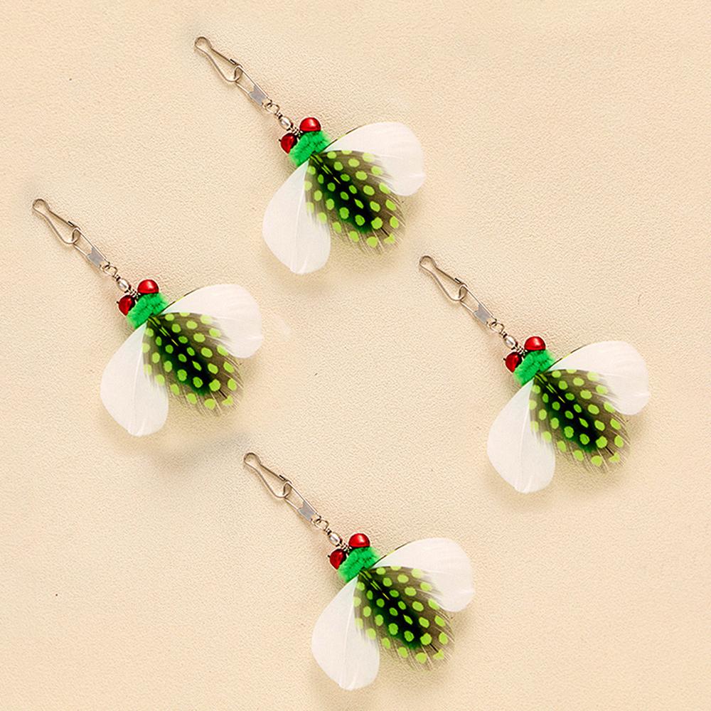 4pcs Simulation Insect Shapes Feather Cat Toy Replacement Head Kitten Cat Teaser Pet Toy