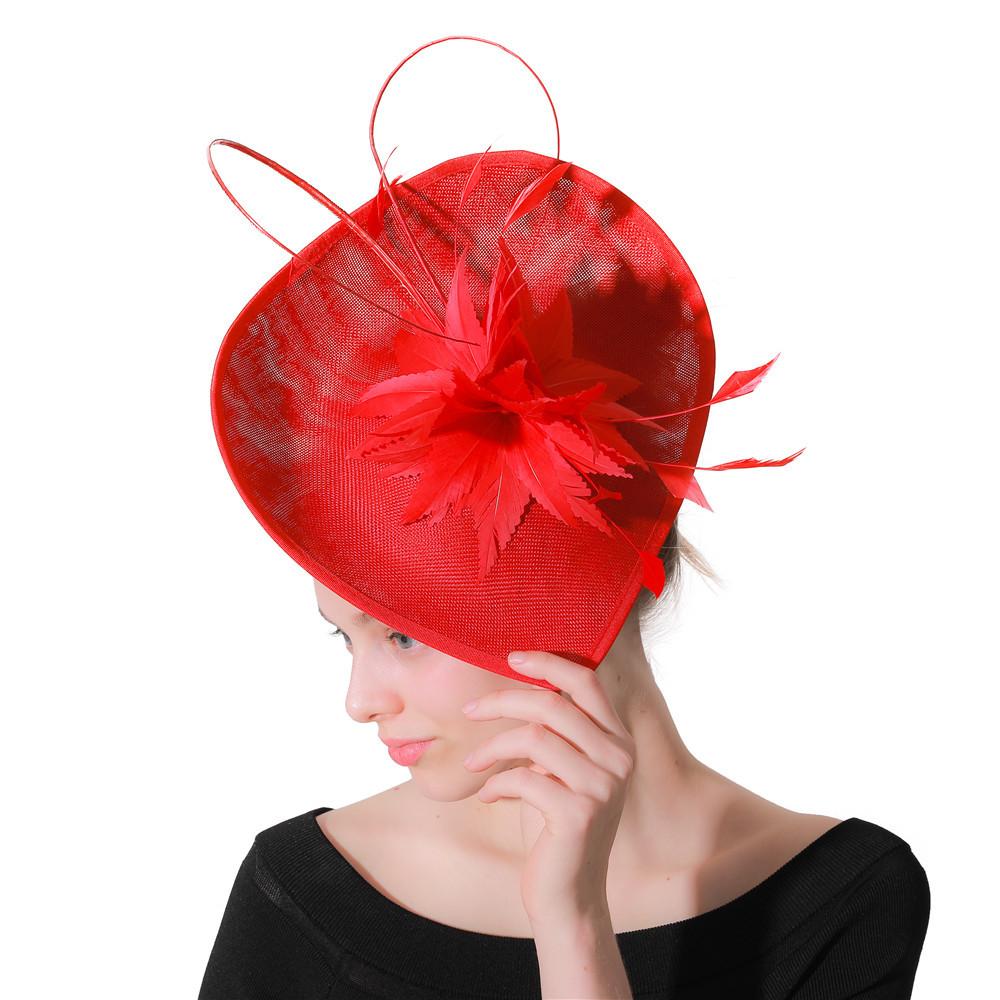

European And American Big Red Headgear Explosion Bridal Hair Accessories Banquet Photo Top Hat Feather Headgear красный