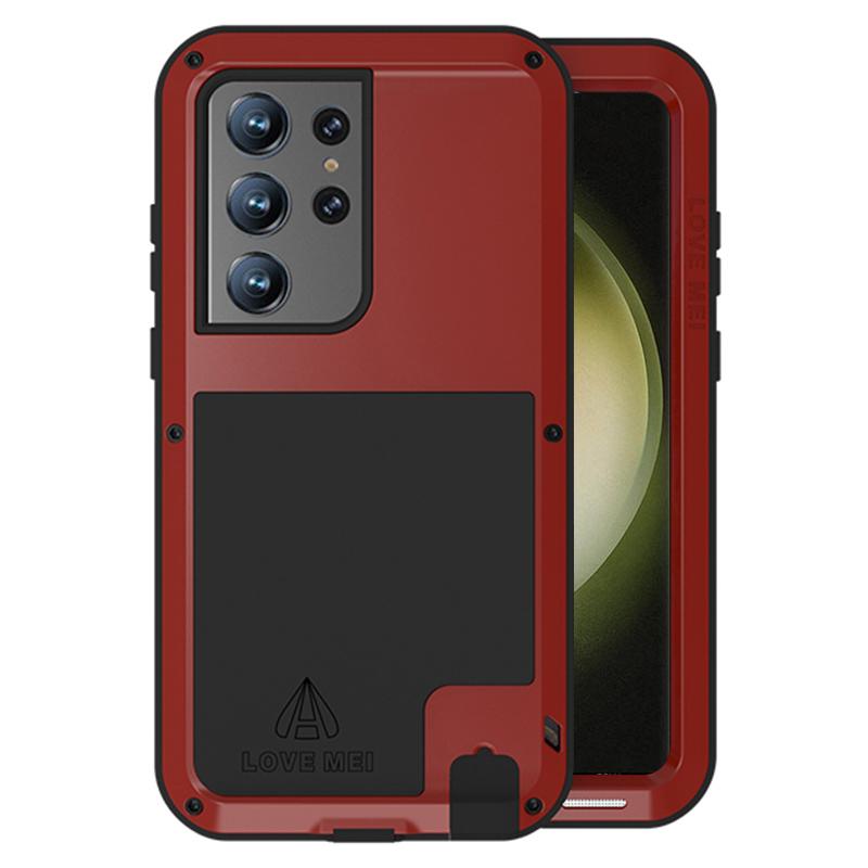 LOVE MEI Für Samsung Galaxy S23 Ultra Handyhülle Silikon+Metall Stoßfest Handyhülle