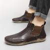 Large Size Stitched Octopus High-top Leather Shoes Genuine Leather Medium-top Men's Shoes Martin Boots Men's One-pedal Chelsea Boots