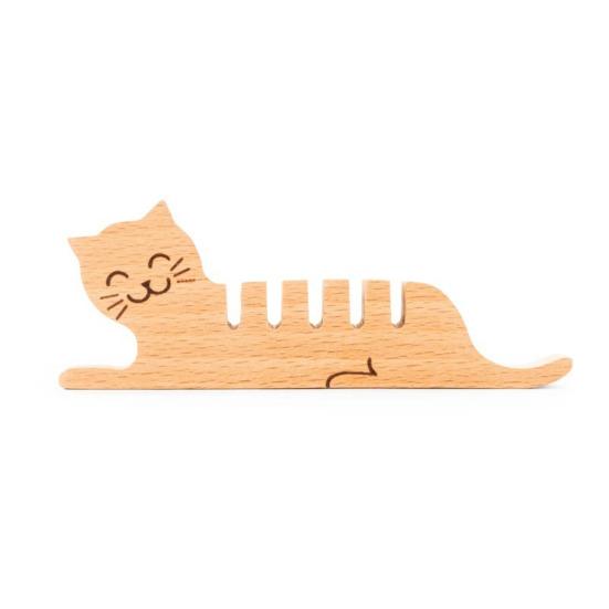 Wooden Cat Cable Organizer Home Office Desk Phone Charging Data Cord Holder Keeper Animal Power Wire Management Clip