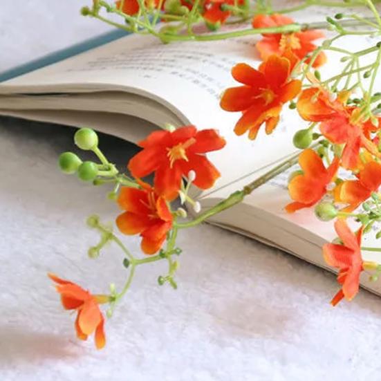 3-Fork Artificial Flower, Realistic Fake Silk Flower with Stem, Faux Bloom for Wedding Party Home Office Table Centerpiece Decoration