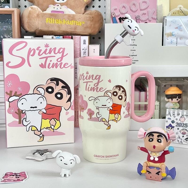 Birthday Gift for Girls Cute Crayon Xiaoxin Bingba Cup Large Capacity Ceramic Mug Souvenir Gift Box