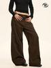 Yongfang Unisex Retro Wide-Leg Work Pants with Button Pocket Design