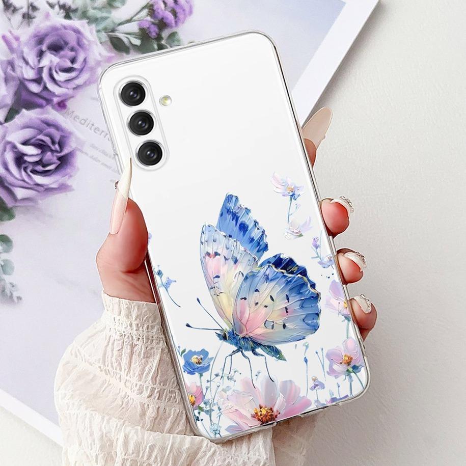 For Samsung Galaxy A24 4G Case SM-A245F Cover Fashion Flower Marble Soft Silicone Phone Covers For Samsung A14 A34 A54 5G Fundas