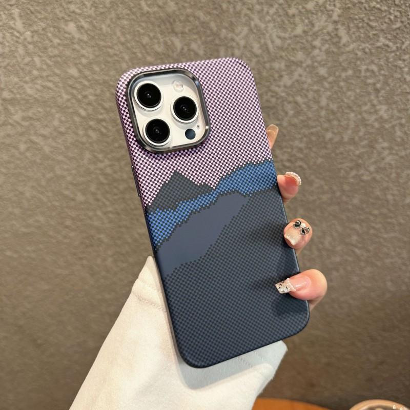 Carbon Fiber Texture Magnetic Phone Case IPhone 17 Pro Max 16 15 14 13 PC Hard Shell Shockproof Anti Scratch